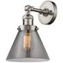Franklin Restoration Large Cone 8" Brushed Nickel Sconce w/ Smoke Shad