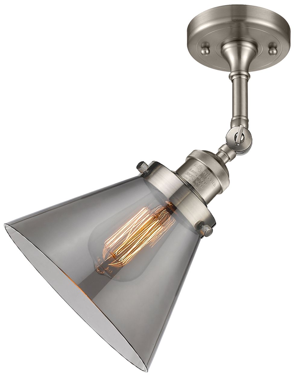 Image 6 Franklin Restoration Large Cone 8" Brushed Nickel Sconce w/ Smoke Shad more views