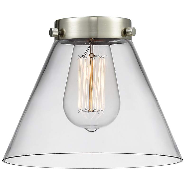 Image 6 Franklin Restoration Large Cone 8" Satin Gold Sconce w/ Clear Shade more views