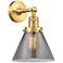 Franklin Restoration Large Cone 8" Satin Gold Sconce w/ Plated Smoke S