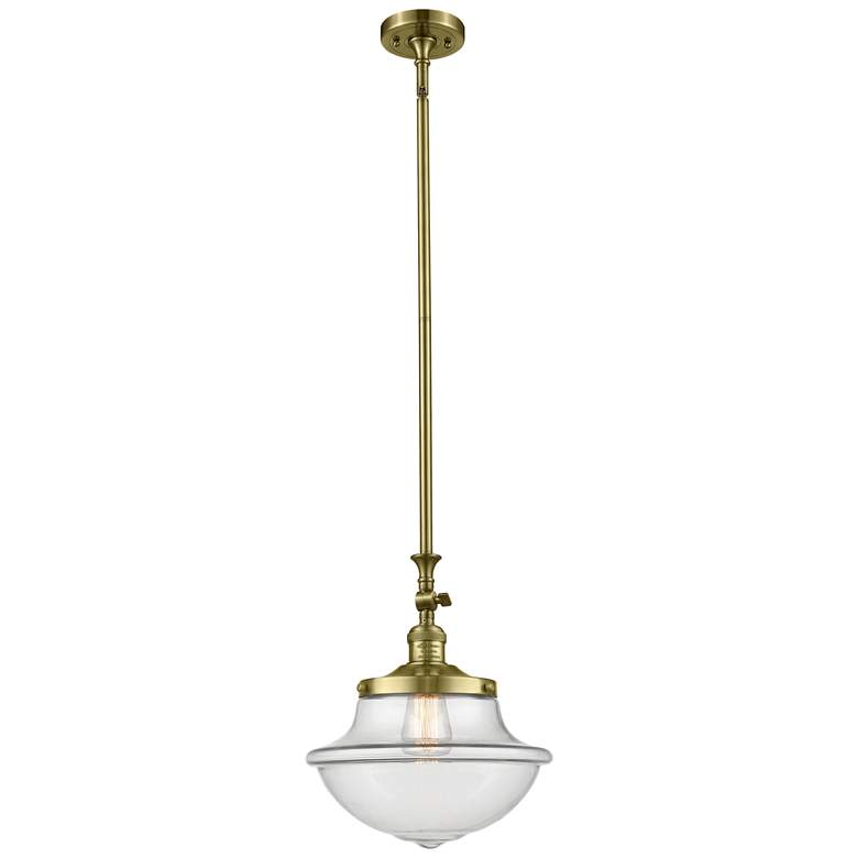 Image 1 Franklin Restoration Oxford 12" Antique Brass Mini Pendant w/ Clear Sh