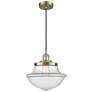 Franklin Restoration Oxford 12" Brass Corded Mini Pendant w/ Clear Sha