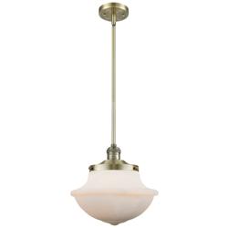 Franklin Restoration Oxford 12" Brass Stemmed Mini Pendant w/ White Sh