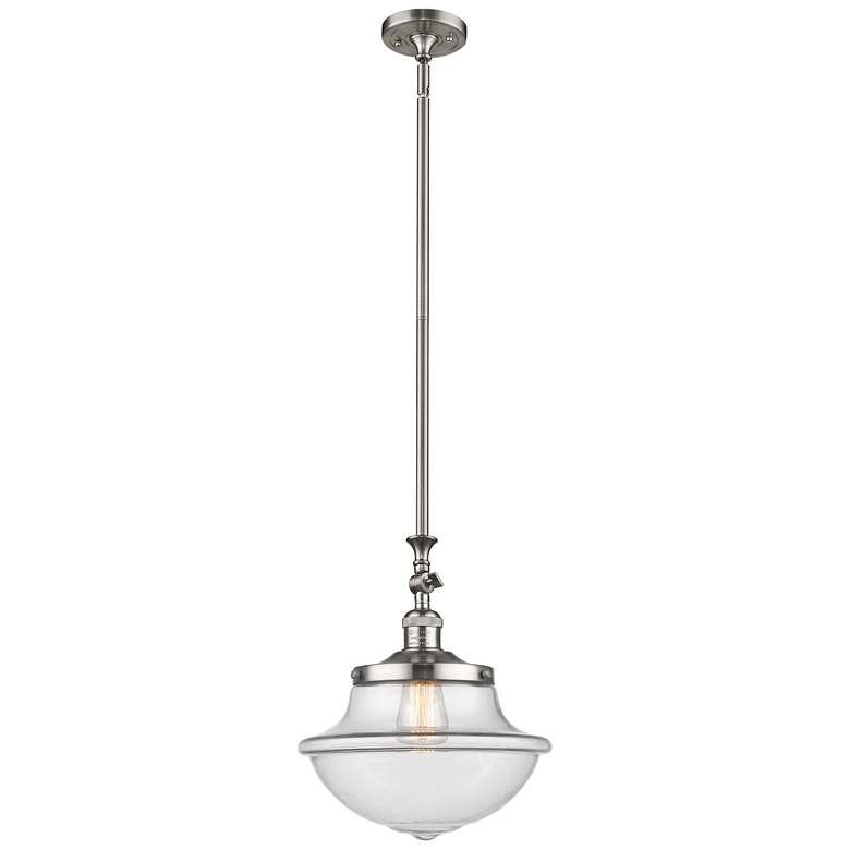 Image 1 Franklin Restoration Oxford 12" Brushed Nickel Mini Pendant w/ Clear S