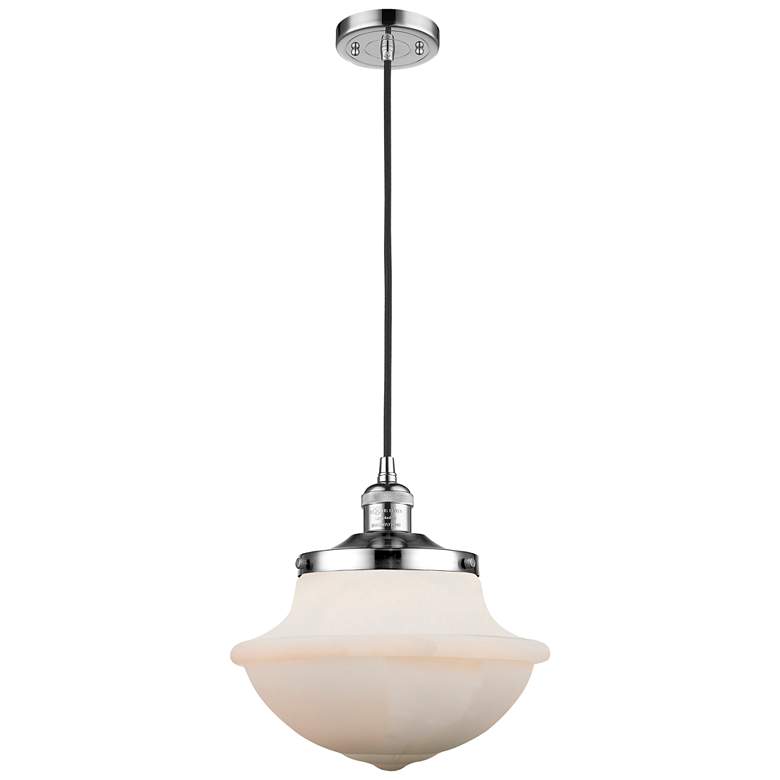 Image 1 Franklin Restoration Oxford 12" Chrome Corded Mini Pendant w/ White Sh
