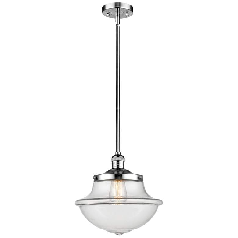 Image 1 Franklin Restoration Oxford 12" Chrome Stemmed Mini Pendant w/ Clear S