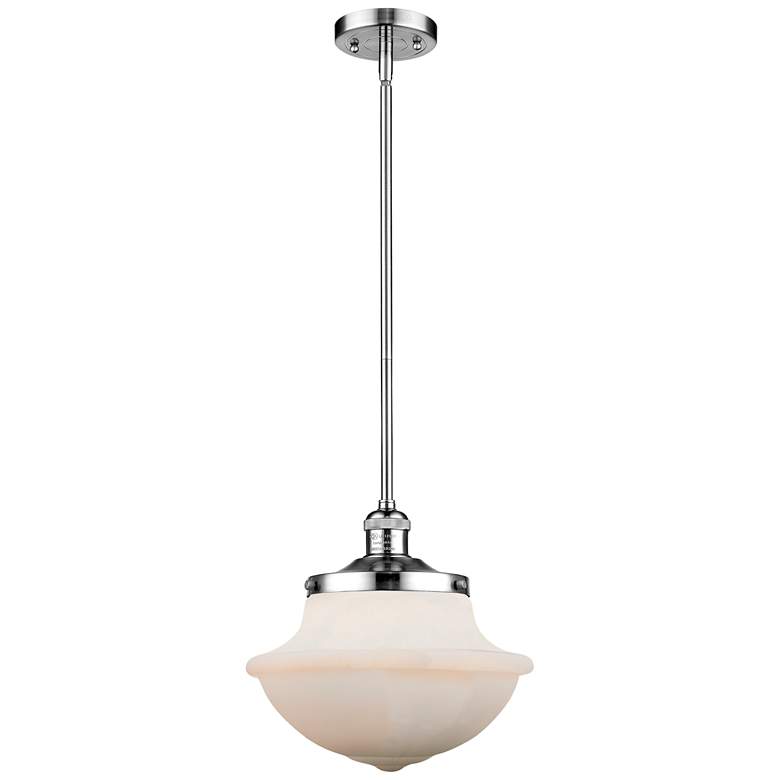 Image 1 Franklin Restoration Oxford 12" Chrome Stemmed Mini Pendant w/ White S