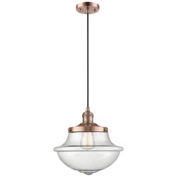 Franklin Restoration Oxford 12" Copper Corded Mini Pendant w/ Seedy Sh