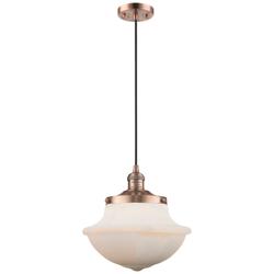 Franklin Restoration Oxford 12" Copper Corded Mini Pendant w/ White Sh
