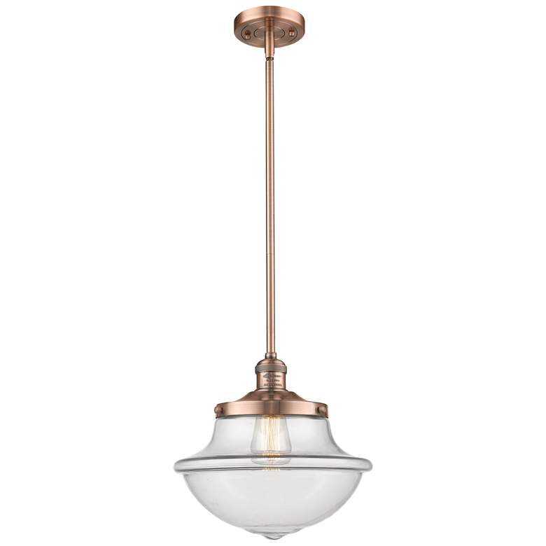 Image 1 Franklin Restoration Oxford 12" Copper Stemmed Mini Pendant w/ Clear S