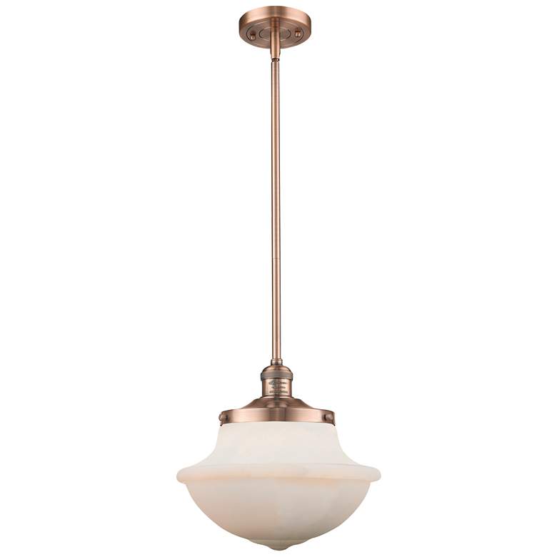Image 1 Franklin Restoration Oxford 12" Copper Stemmed Mini Pendant w/ White S