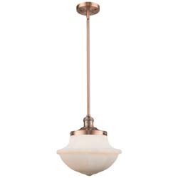 Franklin Restoration Oxford 12" Copper Stemmed Mini Pendant w/ White S