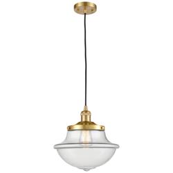 Franklin Restoration Oxford 12" Gold Corded Mini Pendant w/ Clear Shad
