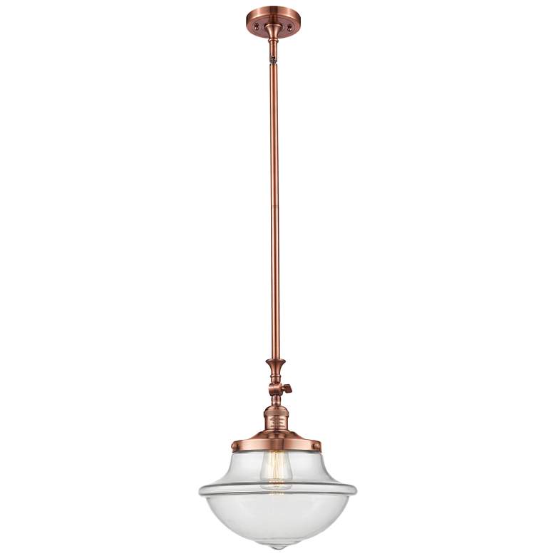 Image 1 Franklin Restoration Oxford 12" LED Mini Pendant - Antique Copper - Cl