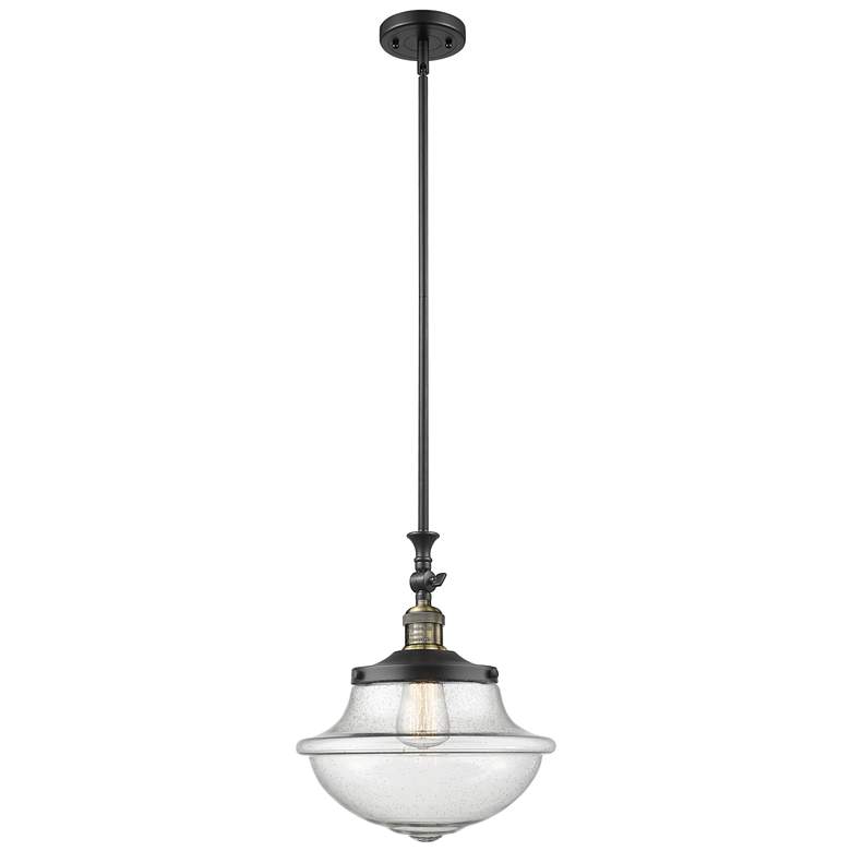 Image 1 Franklin Restoration Oxford 12" LED Mini Pendant - Black Brass - Seedy
