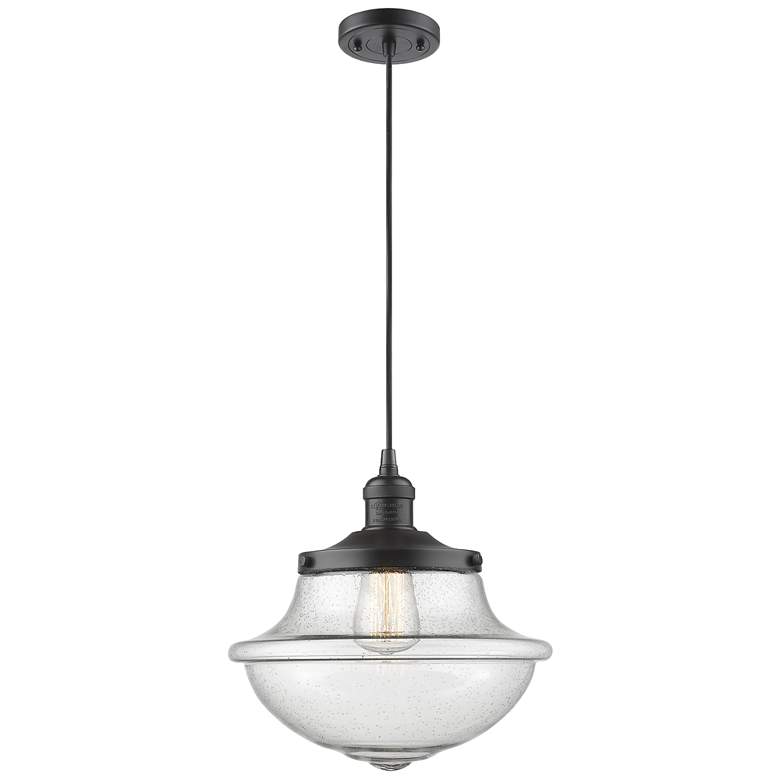 Image 1 Franklin Restoration Oxford 12" LED Mini Pendant - Bronze - Seedy