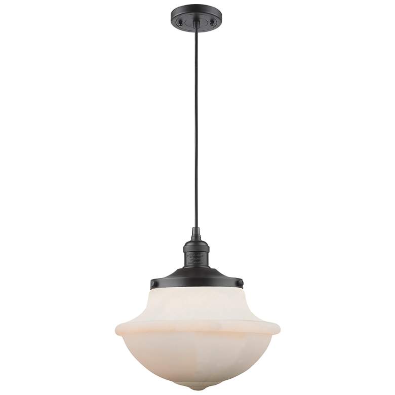 Image 1 Franklin Restoration Oxford 12" LED Mini Pendant - Bronze - White