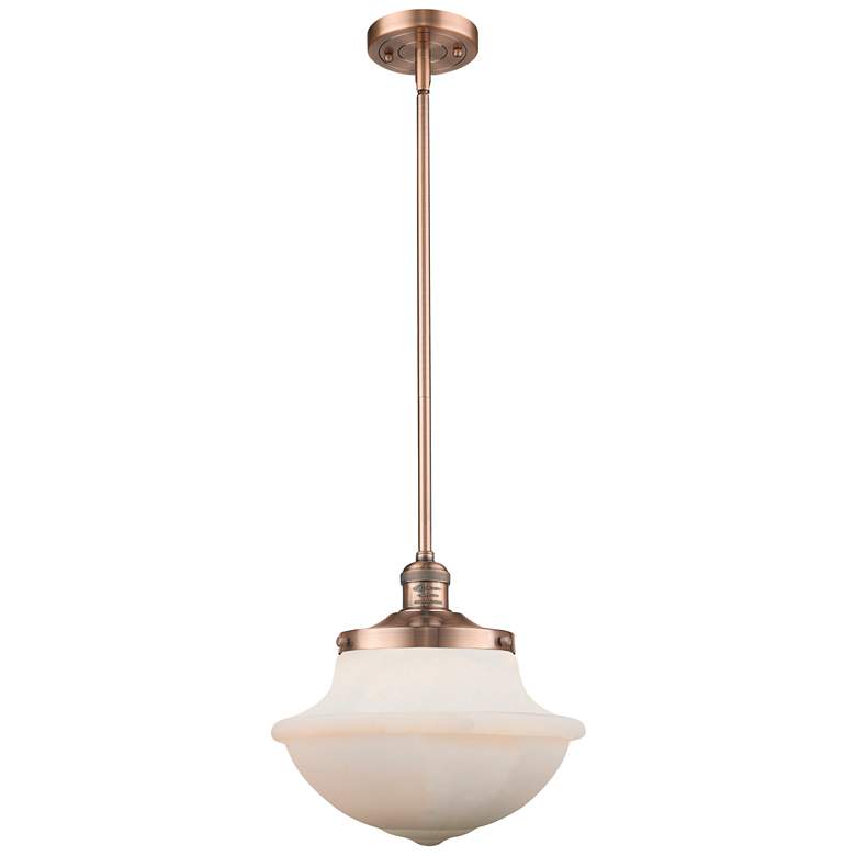 Image 1 Franklin Restoration Oxford 12" LED Mini Pendant - Copper - Matte Whit
