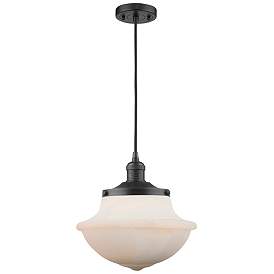 Image1 of Franklin Restoration Oxford 12" LED Mini Pendant - Matte Black - White