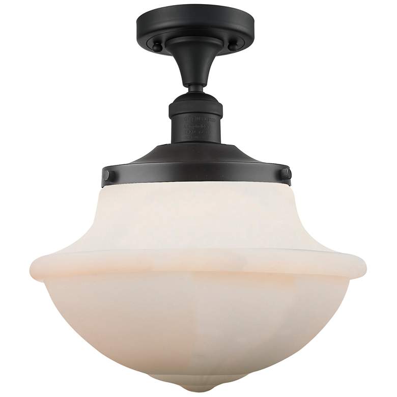 Image 1 Franklin Restoration Oxford 12" LED Semi-Flush Mount - Black - White