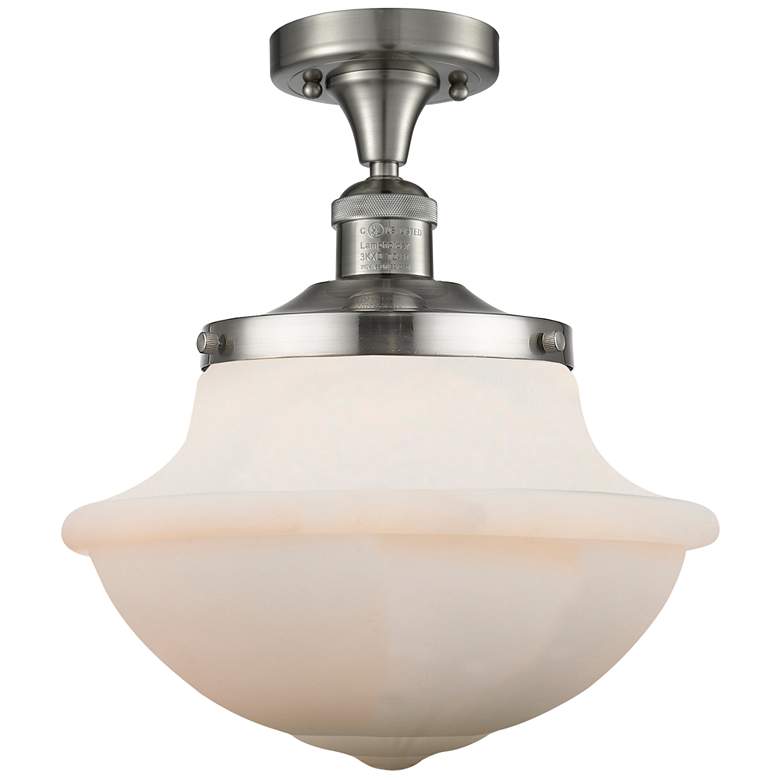 Image 1 Franklin Restoration Oxford 12" LED Semi-Flush Mount - Satin Nickel -