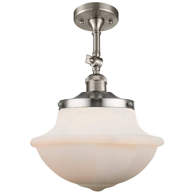 Image 1 Franklin Restoration Oxford 12" LED Semi-Flush - Satin Nickel - White