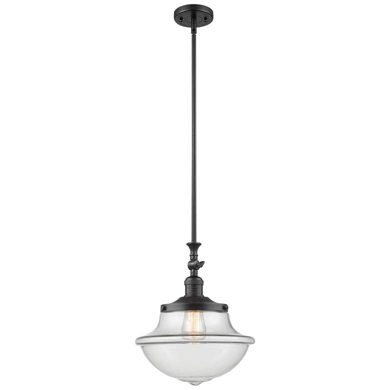 Image 1 Franklin Restoration Oxford 12" Matte Black Mini Pendant w/ Clear Shad