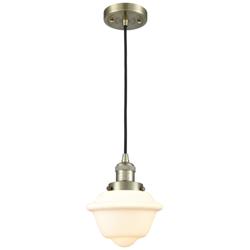 Franklin Restoration Oxford 8" Brass Corded Mini Pendant w/ White Shad