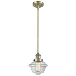 Franklin Restoration Oxford 8" Brass Stemmed Mini Pendant w/ Clear Sha