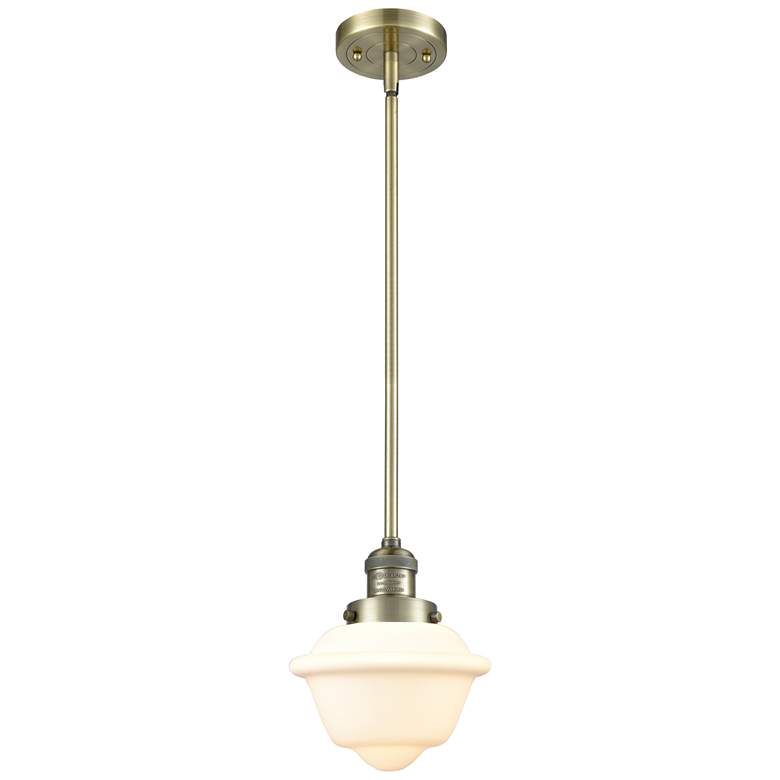 Image 1 Franklin Restoration Oxford 8" Brass Stemmed Mini Pendant w/ White Sha