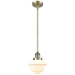 Franklin Restoration Oxford 8" Brass Stemmed Mini Pendant w/ White Sha