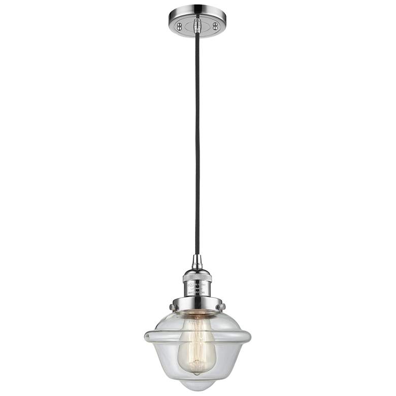 Image 1 Franklin Restoration Oxford 8" Chrome Corded Mini Pendant w/ Clear Sha