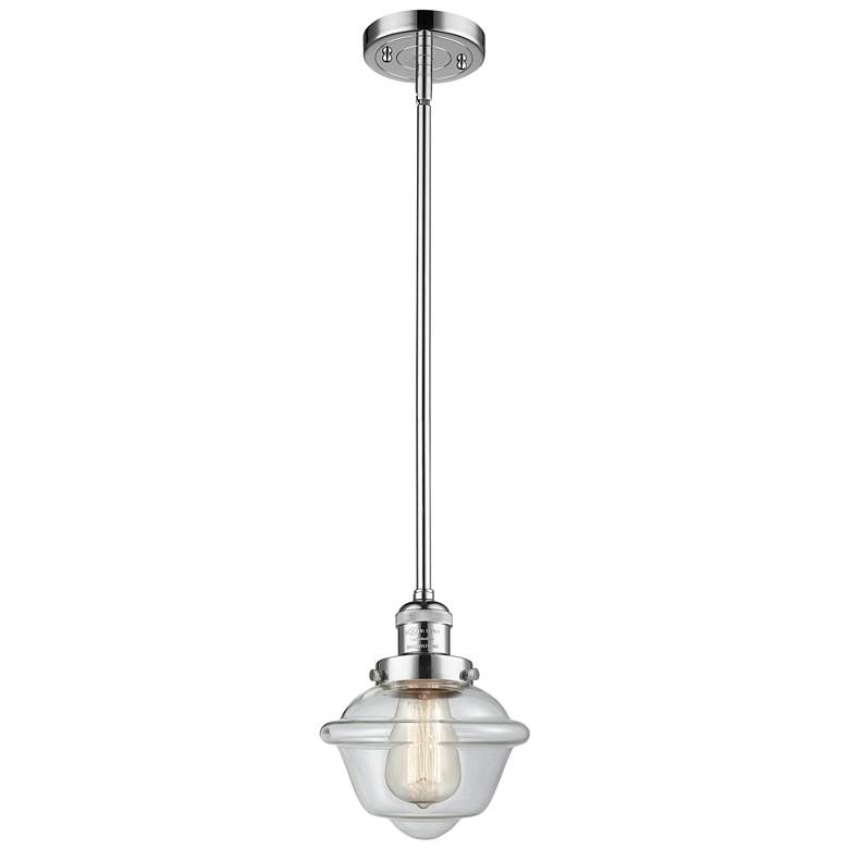 Image 1 Franklin Restoration Oxford 8" Chrome Stemmed Mini Pendant w/ Clear Sh