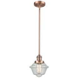Franklin Restoration Oxford 8" Copper Stemmed Mini Pendant w/ Seedy Sh