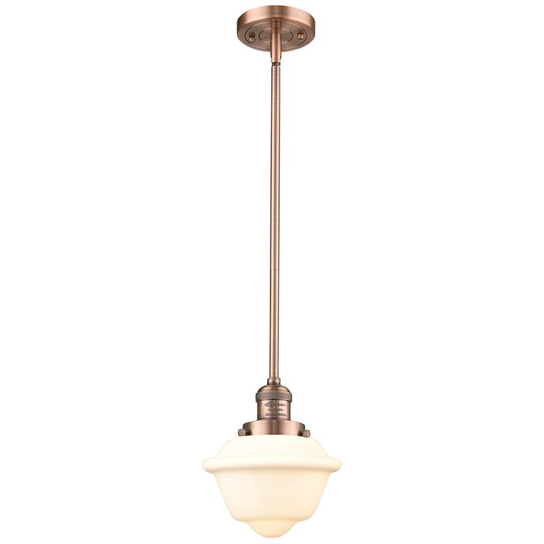 Image 1 Franklin Restoration Oxford 8" Copper Stemmed Mini Pendant w/ White Sh