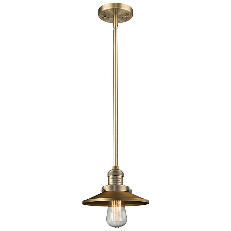 Image 2 Franklin Restoration Railroad 8" Brushed Brass Stem Hung Mini Pendant