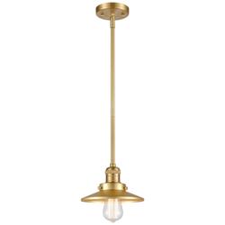 Franklin Restoration Railroad 8" Gold Stemmed Mini Pendant w/ Gold Sha