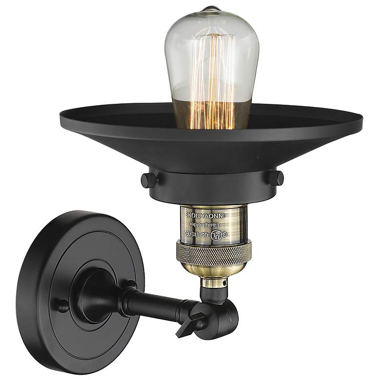 Image 2 Franklin Restoration Railroad 8" LED Sconce - Black Brass - Black Shad more views