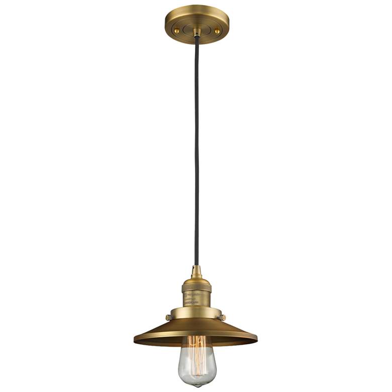 Image 1 Franklin Restoration Railroad 8"W Brushed Brass Mini Pendant