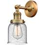 1_Franklin Restoration Small Bell 5" Brushed Brass Sconce w/ Seedy Shade