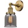 Franklin Restoration Small Bell 5" Brushed Brass Sconce w/ Smoke Shade