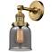 Franklin Restoration Small Bell 5" Brushed Brass Sconce w/ Smoke Shade