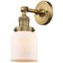 Franklin Restoration Small Bell 5" Brushed Brass Sconce w/ White Shade