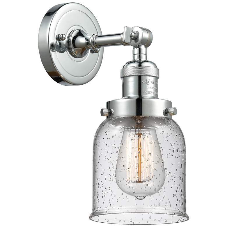 Image 1 Franklin Restoration Small Bell 5" Polished Chrome Sconce w/ Seedy Sha