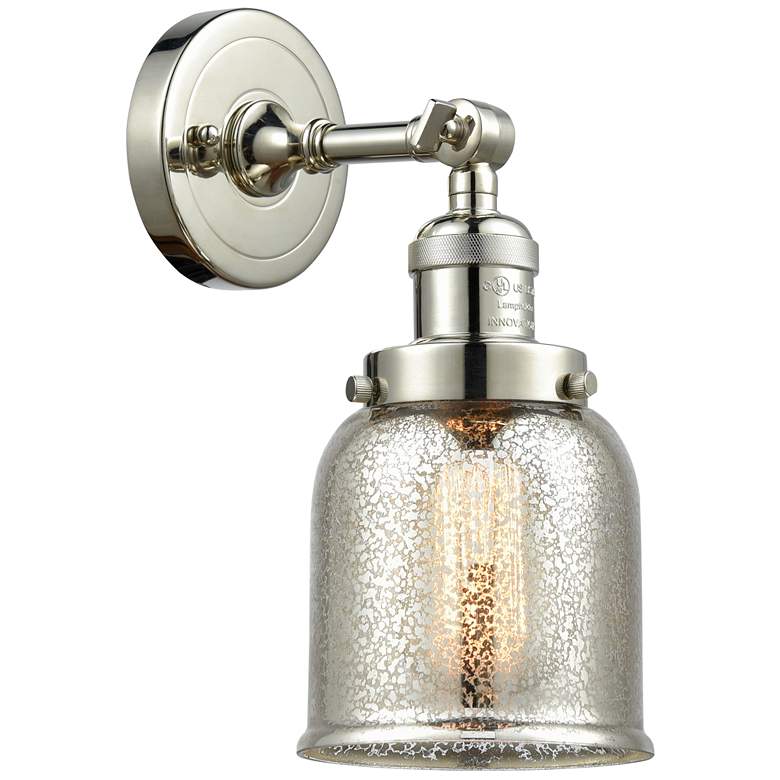 Image 1 Franklin Restoration Small Bell 5 inch Polished Nickel Sconce w/ Mercury S