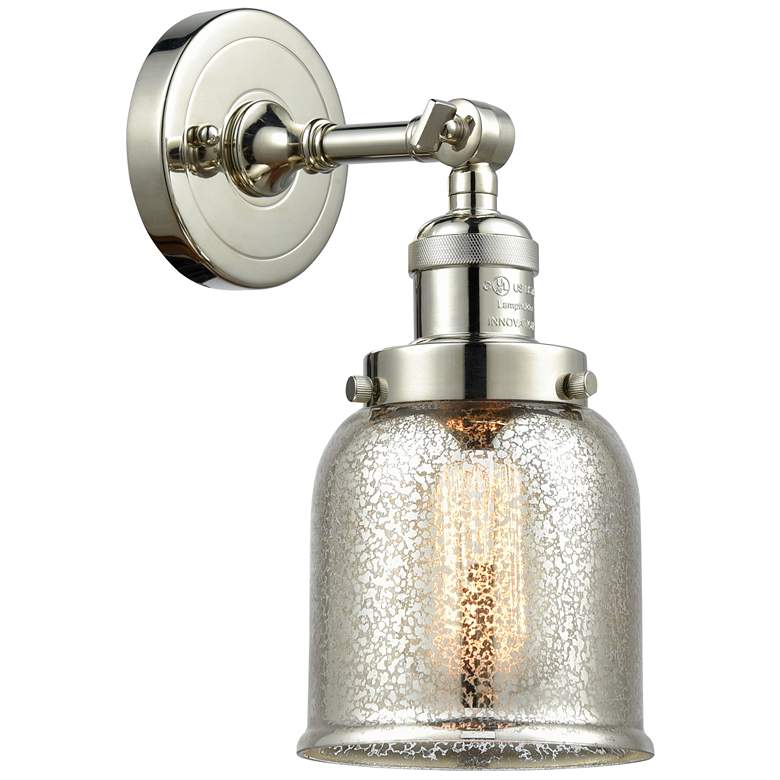 Image 1 Franklin Restoration Small Bell 5" Polished Nickel Sconce w/ Mercury S