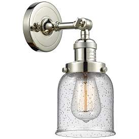 Image1 of Franklin Restoration Small Bell 5" Polished Nickel Sconce w/ Seedy Sha