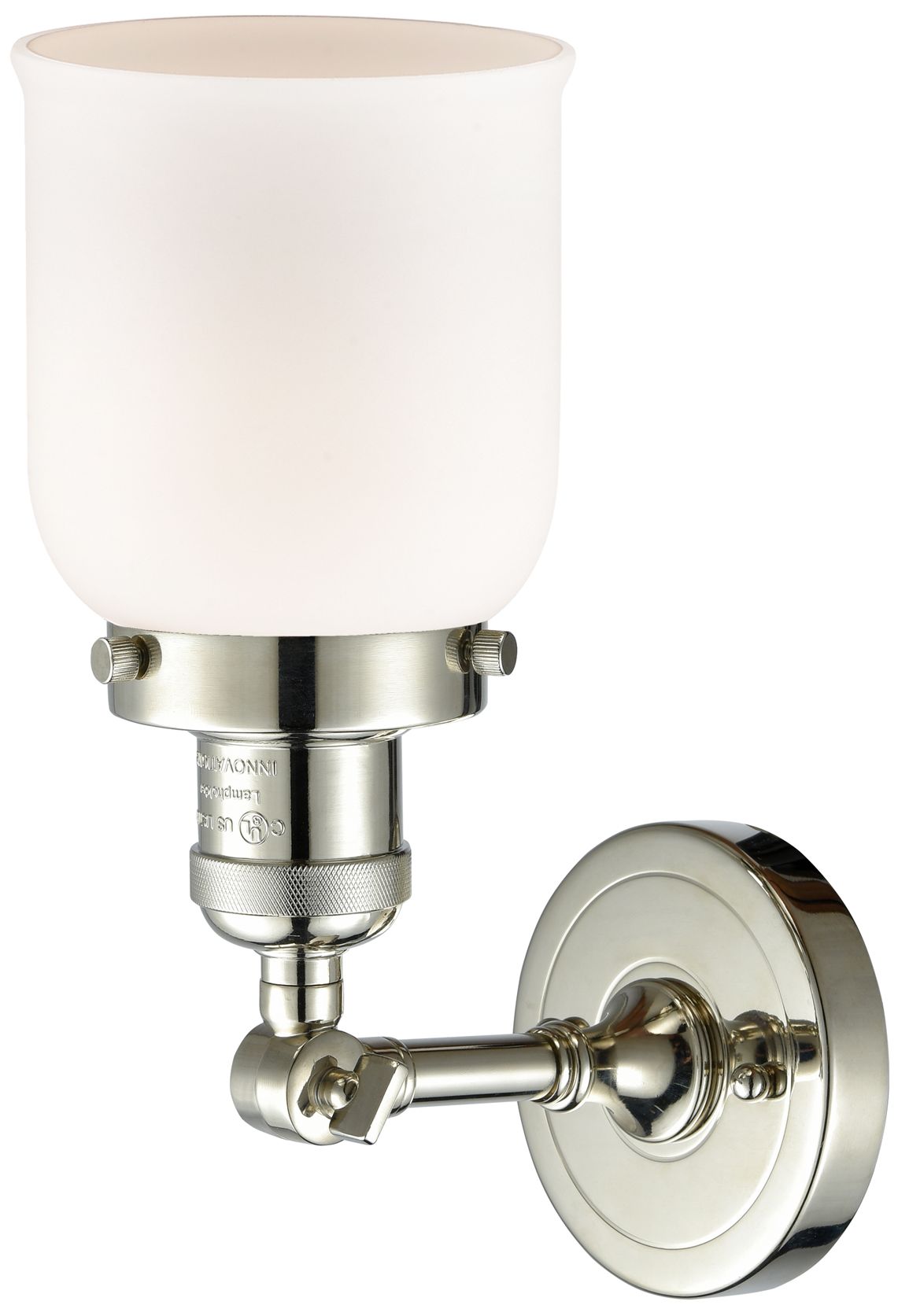 Image 3 Franklin Restoration Small Bell 5" Polished Nickel Sconce w/ White Sha more views