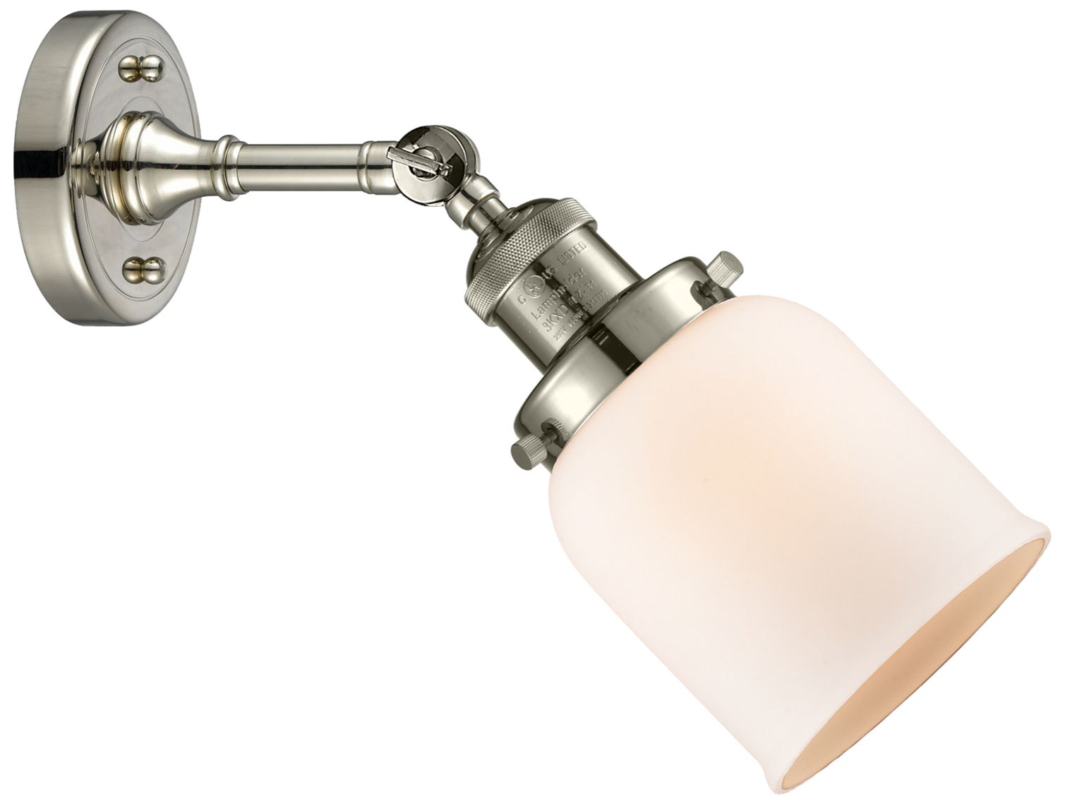 Image 4 Franklin Restoration Small Bell 5" Polished Nickel Sconce w/ White Sha more views