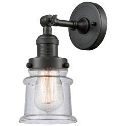 Franklin Restoration Small Canton 5" Bronze Sconce w/ Seedy Shade